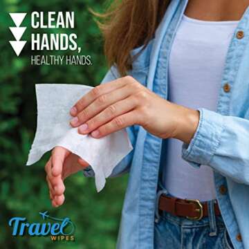 Travel Wipes HAND SANITIZING Individually Packed Premium Hand Sanitizing Wipes for Travel, Home, Office, School, etc. with Moisturizer - Manufactured in USA (Fragrance-Free 30ct Box)