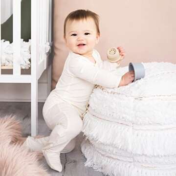 Magnetic Me Footie Pajamas Soft Modal Unisex Baby Sleepwear for Boys or Girls Quick Magnetic Fastener Sleeper Egret Off-White Newborn