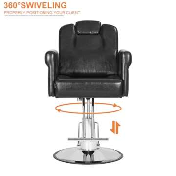 Barber Chair Recliner Salon Chair Hair Spa Chair with Hydraulic Pump, Removable Headrest, Adjustable Height 360 Degrees Swivel for Hair Salon Equipment