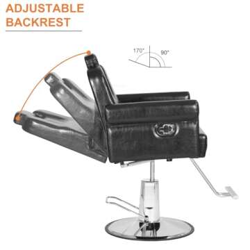 Barber Chair Recliner Salon Chair Hair Spa Chair with Hydraulic Pump, Removable Headrest, Adjustable Height 360 Degrees Swivel for Hair Salon Equipment