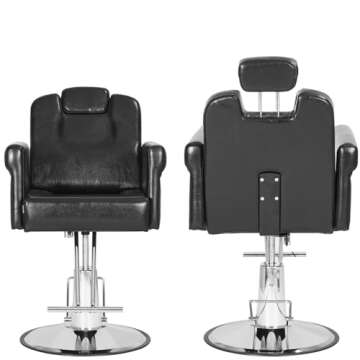 Barber Chair Recliner Salon Chair Hair Spa Chair with Hydraulic Pump, Removable Headrest, Adjustable Height 360 Degrees Swivel for Hair Salon Equipment