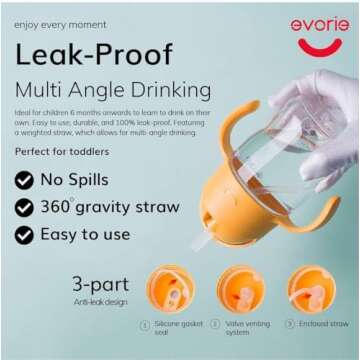 Evorie Award-Winning Baby Sippy Cup with Weighted Straw