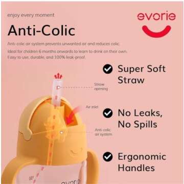 Evorie Award-Winning Baby Sippy Cup with Weighted Straw