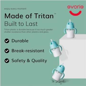 Evorie Award-Winning Baby Sippy Cup with Weighted Straw