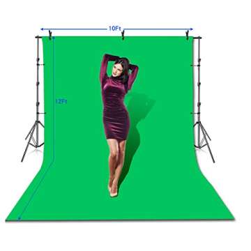 SLOW DOLPHIN Photo Video Studio 10x12ft Cotton Green Screen Backdrop Stand Kit with Carry Bag
