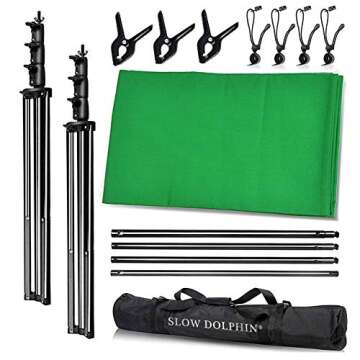 SLOW DOLPHIN 10x12ft Cotton Green Screen Backdrop Kit