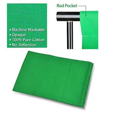 SLOW DOLPHIN 10x12ft Cotton Green Screen Backdrop Kit