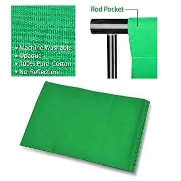 SLOW DOLPHIN 10x12ft Cotton Green Screen Backdrop Kit