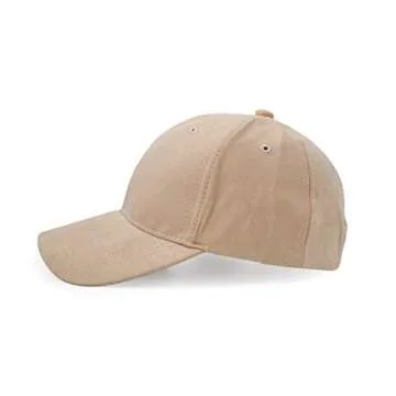UltraKey Suede Baseball Cap, Unisex Faux Suede Leather Classic Adjustable Plain Hat Baseball Cap(Khaki)