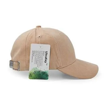 UltraKey Suede Baseball Cap, Unisex Faux Suede Leather Classic Adjustable Plain Hat Baseball Cap(Khaki)