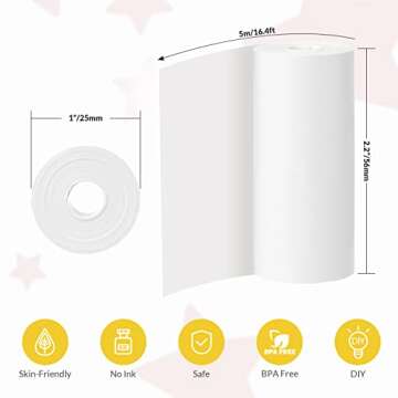 Mafiti 10 Rolls Kids Instant Camera Refill Print Paper for K27/D101/Q5 Kids Camera Instant Print-Pho...