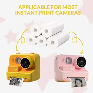 Mafiti 10 Rolls Kids Instant Camera Refill Print Paper for K27/D101/Q5 Kids Camera Instant Print-Photo Print Thermal Paper Compatible with Most Kids Camera Instant Print,2.2 x1 Inch,White