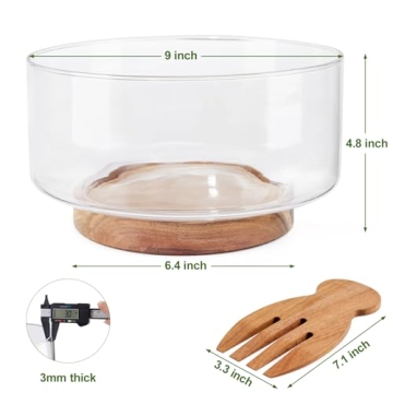 HouseJoy Oversized Salad Bowl Set with Wooden Base