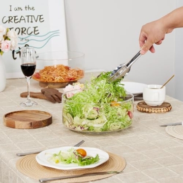 HouseJoy Oversized Salad Bowl Set with Wooden Base