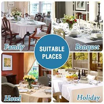 H.VERSAILTEX Linen Textured Table Cloths Rectangle 60 x 120 Inch Premium Solid Tablecloth Spill-Proof Waterproof Table Cover for Dining Buffet Feature Extra Soft and Thick Fabric Wrinkle Free, Ivory