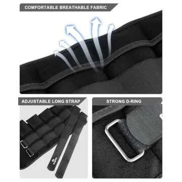 Fragraim Adjustable Ankle Weights 1-20 LBS Pair for Fitness and Therapy