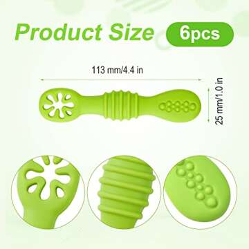 6pcs Silicone Baby Spoons, First Stage Toddler Utensils Baby Led Weaning Spoons BPA Free Baby Chew S...