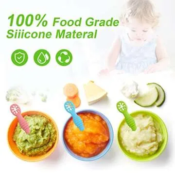 6pcs Silicone Baby Spoons, First Stage Toddler Utensils Baby Led Weaning Spoons BPA Free Baby Chew Spoon Training Spoon Set Toddler Self Feeding Utensils for Baby 6+ Months (6 Colors) Z20010