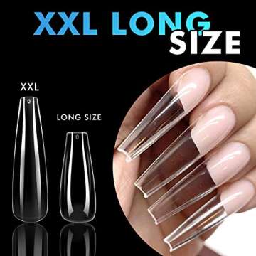 Coffin Nails Long Fake Nails - INFELING XXL Ballerina Full Cover Nail Tips, 300Pcs Clear Nail Tips f...