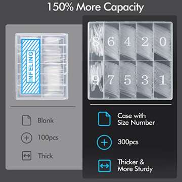 INFELING XXL Coffin Nails for Stunning Nail Styles 300 Pcs