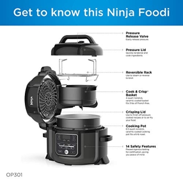 NINJA OP301 Foodi 9-in-1 Cooker with 6.5 Quart Capacity