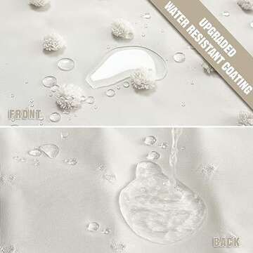 Extra Long Boho Farmhouse Cream Shower Curtain Woven Fabric 84 Inch Ivory Shower Curtain, 72 x 84 Tufted Pleat Floral Puffs Textured Modern Minimalist Ivory Shower Curtain Set with Hooks for Bathroom