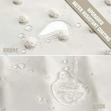 Extra Long Boho Farmhouse Cream Shower Curtain Woven Fabric 84 Inch Ivory Shower Curtain, 72 x 84 Tufted Pleat Floral Puffs Textured Modern Minimalist Ivory Shower Curtain Set with Hooks for Bathroom