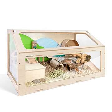 Niteangel Vista Hamster Cage W/Oblique Opening Cage Door - MDF Aspen Small Animal Cage for Syrian Hamsters Degus or Other Similar-Sized Pets (Medium - 40.7 x 22.7 x 22.9 inches, Burlywood)