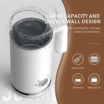 Milk Frother, Updated Electric Milk Frother and Steamer, 4 in 1 Large Capacity 10.2 oz/300ml Cold Hot Automatic Milk Frother & Warmer, Coffee Frother for Cappuccino, Latte, Macchiato