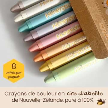 Honeysticks Jumbo Crayons (8 Pack) - Pastel Colors - Non Toxic Crayons for Kids - 100% Pure Beeswax, Food Grade Colors - Large Crayons, Easy to Hold and Use - Sustainably Made in New Zealand