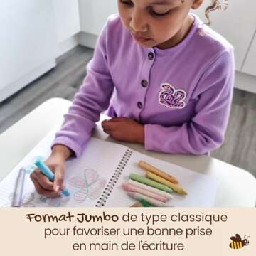 Honeysticks Jumbo Crayons (8 Pack) - Pastel Colors - Non Toxic Crayons for Kids - 100% Pure Beeswax, Food Grade Colors - Large Crayons, Easy to Hold and Use - Sustainably Made in New Zealand