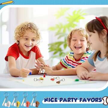 Junkin Baseball Bat Keychain Bulk Baseball Party Favors Boys Bat Baseball Glove Mini Keychain Accessories Sport Wooden Key Ring Boys Girls Team Baseball Party Favor Birthday Athletes Souvenir (12 Pcs)