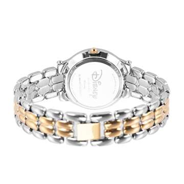 Disney Adult Round CZ Stone Analog Quartz Floating Stones Bracelet Watch, Mickey Mouse/Silver Gold