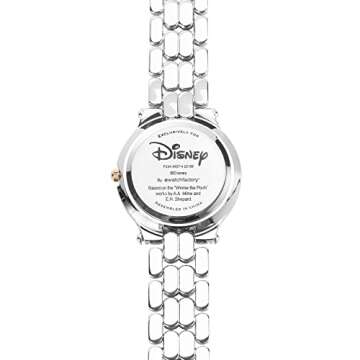 Disney Adult Round CZ Stone Analog Quartz Floating Stones Bracelet Watch, Mickey Mouse/Silver Gold