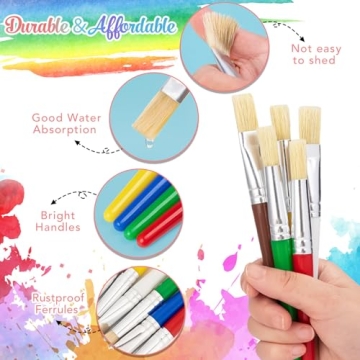 Washable Kids Paint Brushes Set - No Shed Bristles