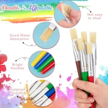 Washable Kids Paint Brushes Set - No Shed Bristles