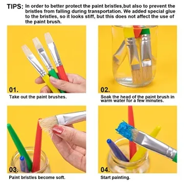Washable Kids Paint Brushes Set - No Shed Bristles