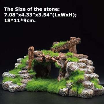 Fish Tank Decoration Moss Rockery Stone Plants Wood Ruins Landscaping Turtle Tank Decoration Fish Sh...
