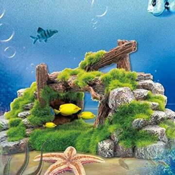Fish Tank Decoration Moss Rockery Stone Plants Wood Ruins Landscaping Turtle Tank Decoration Fish Shrimp Shelter