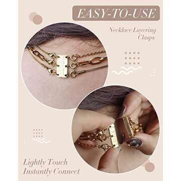 OHINGLT Lucky Necklace Layering Clasps Separator for Stackable Necklaces Chains,18K Gold and Silver ...