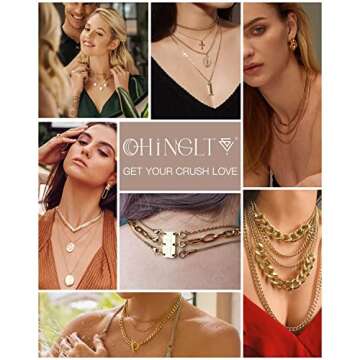 OHINGLT Lucky Necklace Layering Clasps Separator for Stackable Necklaces Chains,18K Gold and Silver Plated Multiple Necklace Clasps and Closures for Women