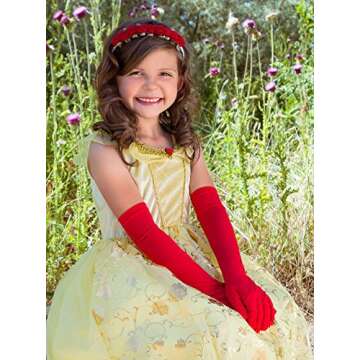 Little Adventures Elbow Length Child Princess Gloves - Machine Washable Costume Accessory (Red, L/XL 5-9 YEARS)