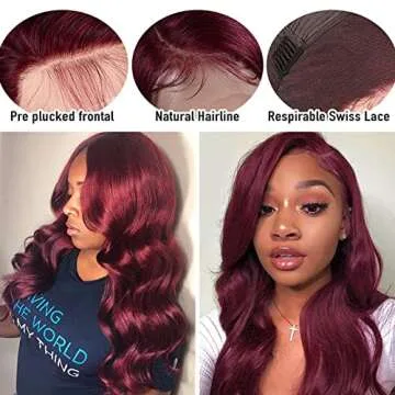 Aaliweya 99J Burgundy Lace Front Wigs Human Hair 13X4 Body Wave HD Transparent Lace Frontal Wig for ...