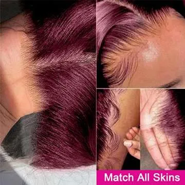 Aaliweya 99J Burgundy Lace Front Wigs Human Hair 13X4 Body Wave HD Transparent Lace Frontal Wig for Black Women Glueless Wine Red Lace Wig 180 Density Pre Plucked with Baby Hair 22Inch