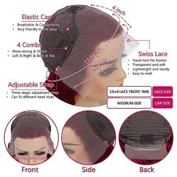Aaliweya 99J Burgundy Lace Front Wigs Human Hair 13X4 Body Wave HD Transparent Lace Frontal Wig for Black Women Glueless Wine Red Lace Wig 180 Density Pre Plucked with Baby Hair 22Inch