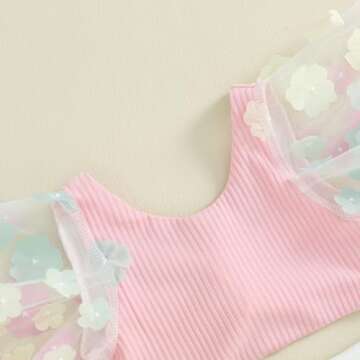 WASAIGOOD Infant Baby Girl 2 Piece Swimsuit Knotted Top Swim Skirt Bottom Bathing Suit Toddler Swimwear Summer Tankini Bikini (Pink,12-18 Months)