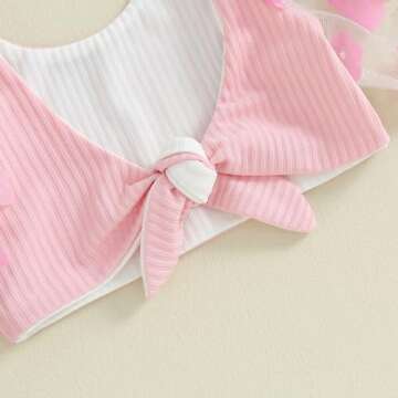 WASAIGOOD Infant Baby Girl 2 Piece Swimsuit Knotted Top Swim Skirt Bottom Bathing Suit Toddler Swimwear Summer Tankini Bikini (Pink,12-18 Months)