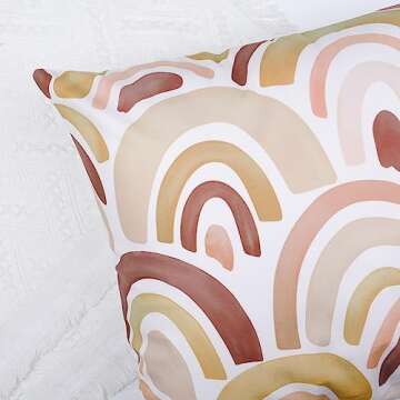 Boho Rainbow Throw Pillow Covers Set of 4 for Kids