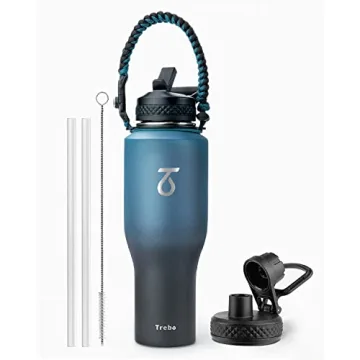 Trebo 40oz Insulated Water Bottle | Keeps Drinks Cold & Hot | Fits Any Car Cup Holder | Leakproof De...