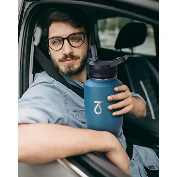 Trebo 40oz Insulated Water Bottle with Lid and Straw